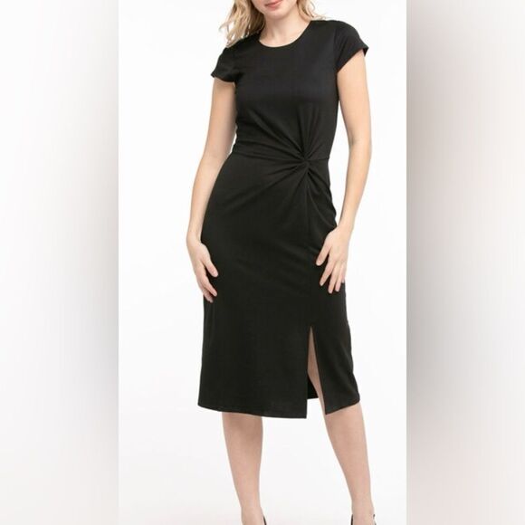Ricki's Knotted Short Sleeve Dress Black - Picture 1 of 8